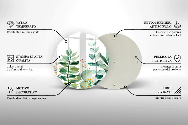 Steklena podloga za rezanje Ilustracija rastlinskih listov