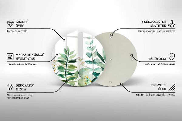 Steklena podloga za rezanje Ilustracija rastlinskih listov