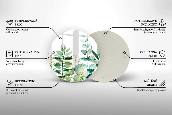 Steklena podloga za rezanje Ilustracija rastlinskih listov
