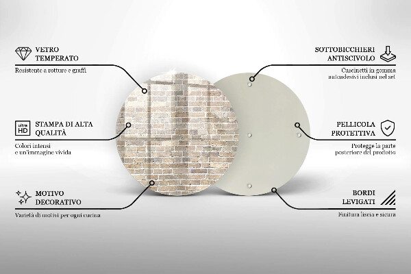Steklena podloga za rezanje Svetla opečna stena
