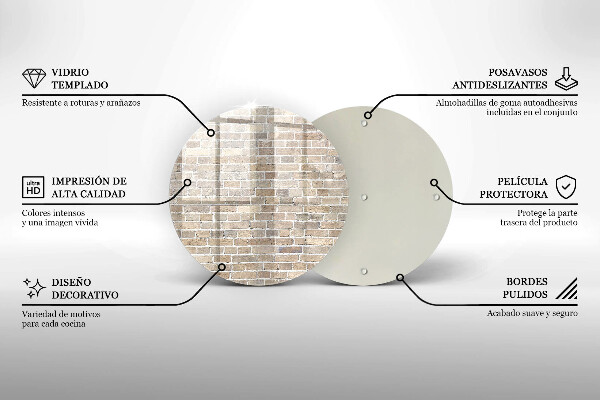 Steklena podloga za rezanje Svetla opečna stena