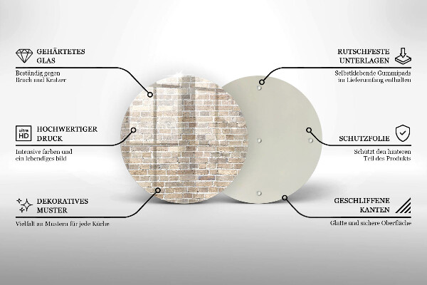 Steklena podloga za rezanje Svetla opečna stena