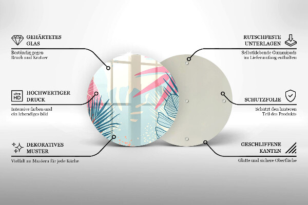 Steklena podloga za rezanje Pastelni listi