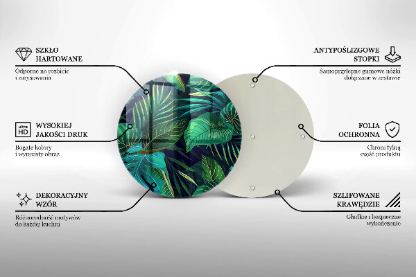 Steklena podloga za rezanje Ilustracija listov iz džungle