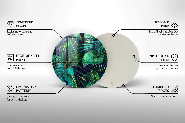 Steklena podloga za rezanje Ilustracija listov iz džungle