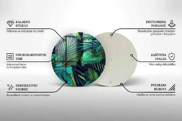 Steklena podloga za rezanje Ilustracija listov iz džungle