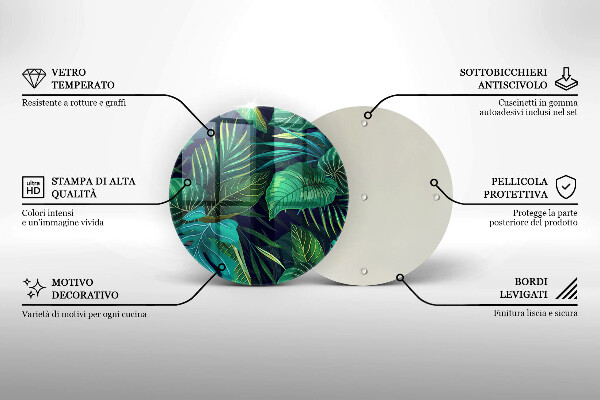 Steklena podloga za rezanje Ilustracija listov iz džungle