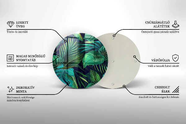 Steklena podloga za rezanje Ilustracija listov iz džungle