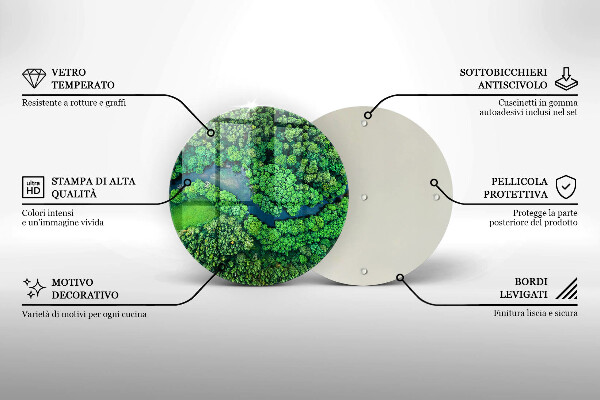Steklena podloga za rezanje Gozd in reka iz ptičje perspektive