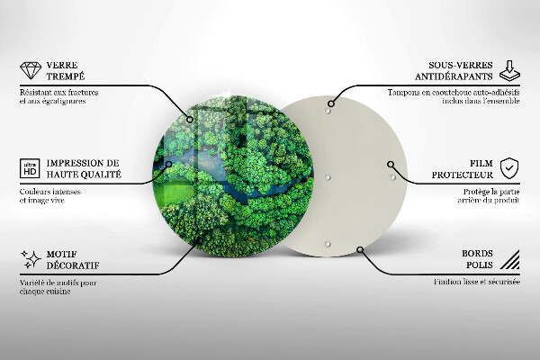 Steklena podloga za rezanje Gozd in reka iz ptičje perspektive