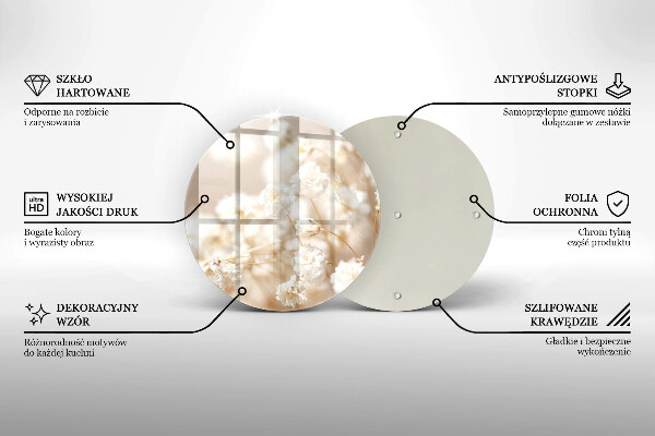Steklena podloga za rezanje Nežni beli cvetovi