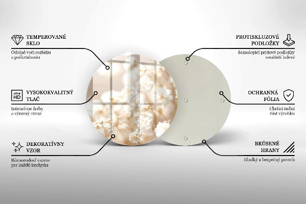 Steklena podloga za rezanje Nežni beli cvetovi