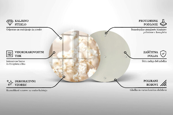 Steklena podloga za rezanje Nežni beli cvetovi