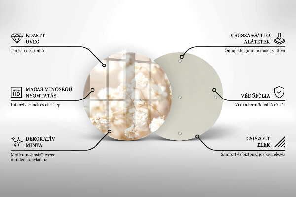 Steklena podloga za rezanje Nežni beli cvetovi