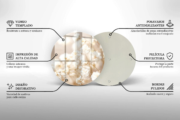 Steklena podloga za rezanje Nežni beli cvetovi