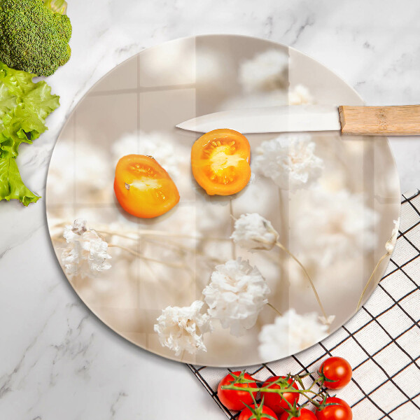 Steklena podloga za rezanje Nežni beli cvetovi