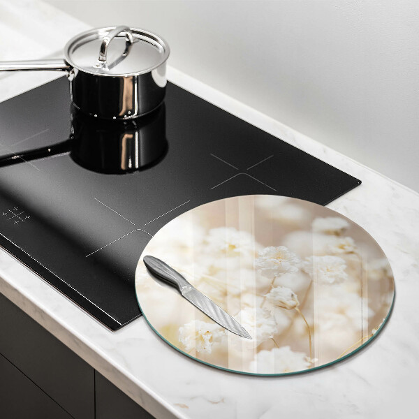 Steklena podloga za rezanje Nežni beli cvetovi