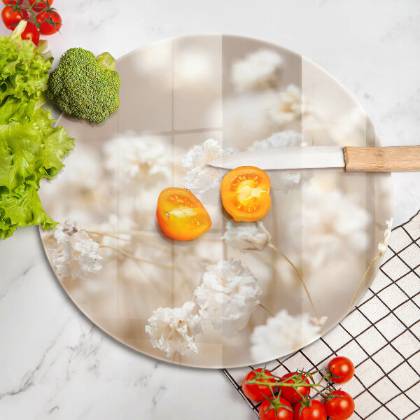 Steklena podloga za rezanje Nežni beli cvetovi