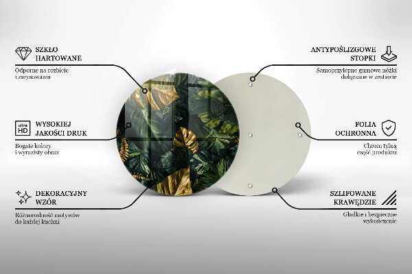 Steklena podloga za rezanje Zlati listi monstere