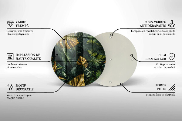 Steklena podloga za rezanje Zlati listi monstere