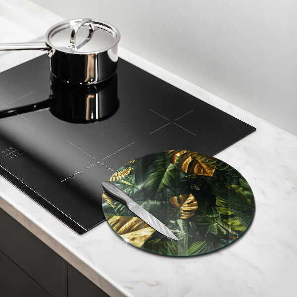 Steklena podloga za rezanje Zlati listi monstere