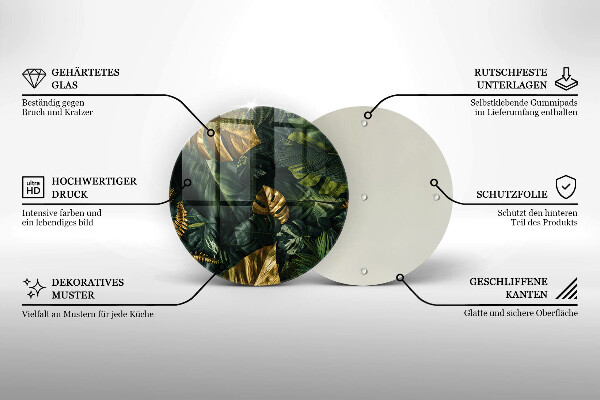 Steklena podloga za rezanje Zlati listi monstere