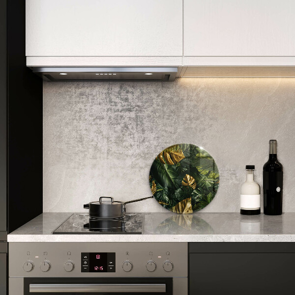 Steklena podloga za rezanje Zlati listi monstere