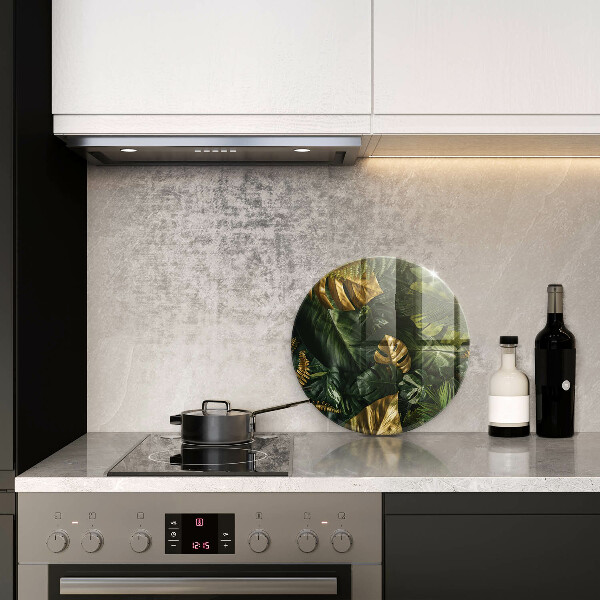 Steklena podloga za rezanje Zlati listi monstere