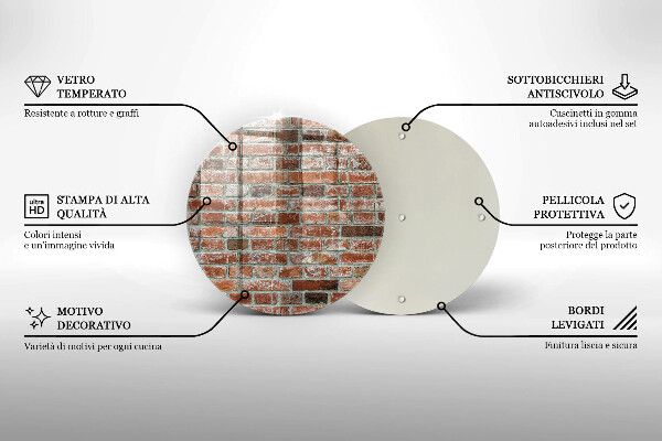 Steklena podloga za rezanje Stara opečna stena