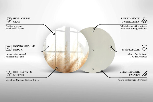 Steklena podloga za rezanje Pampaška trava