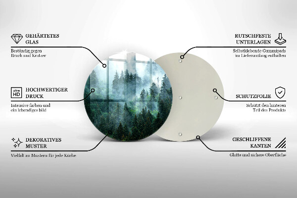 Steklena podloga za rezanje Gozd v megli