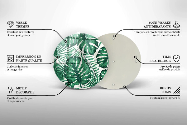 Steklena podloga za rezanje Listi monstere