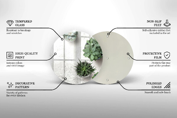 Steklena podloga za rezanje Sukulente na betonu