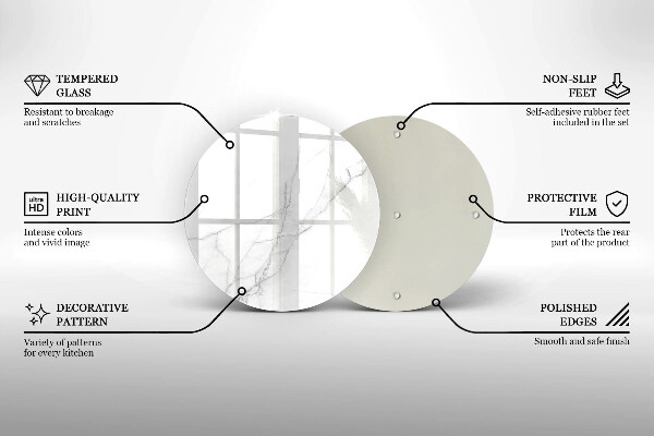 Steklena podloga za rezanje Nežen bel marmor