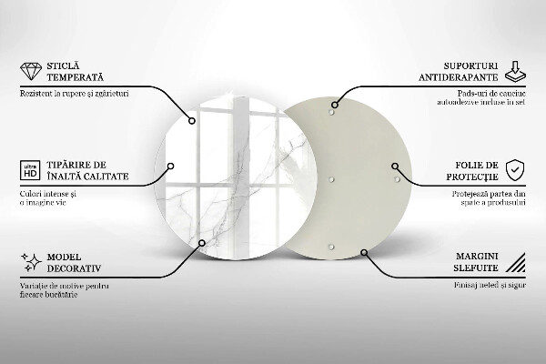 Steklena podloga za rezanje Nežen bel marmor