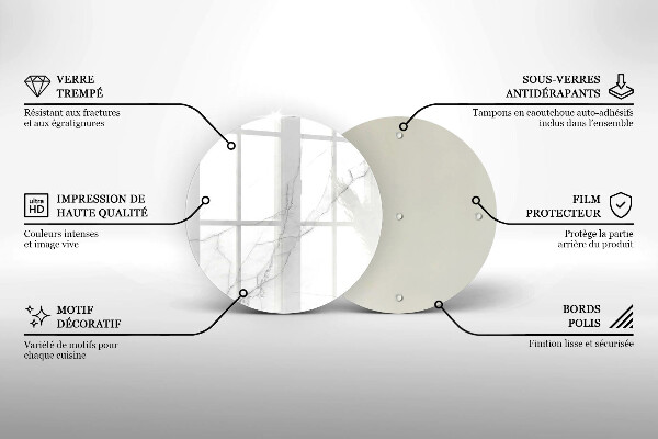 Steklena podloga za rezanje Nežen bel marmor