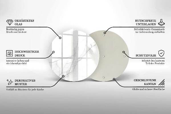 Steklena podloga za rezanje Nežen bel marmor