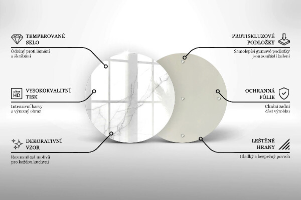 Steklena podloga za rezanje Nežen bel marmor