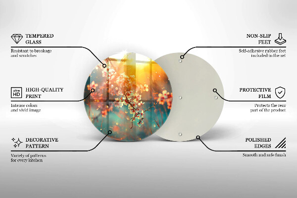 Steklena podloga za rezanje Jabolčni cvetovi na soncu