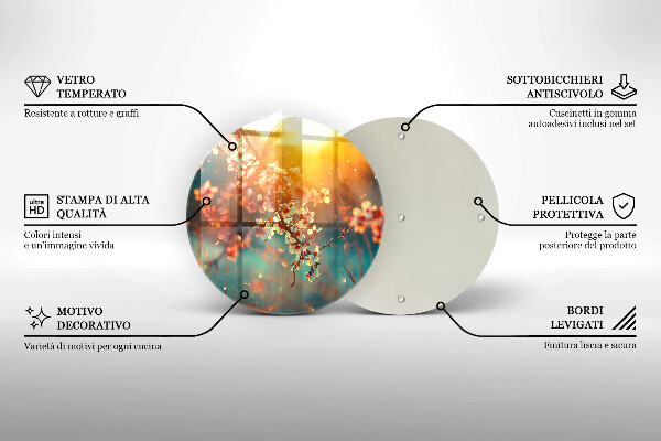 Steklena podloga za rezanje Jabolčni cvetovi na soncu