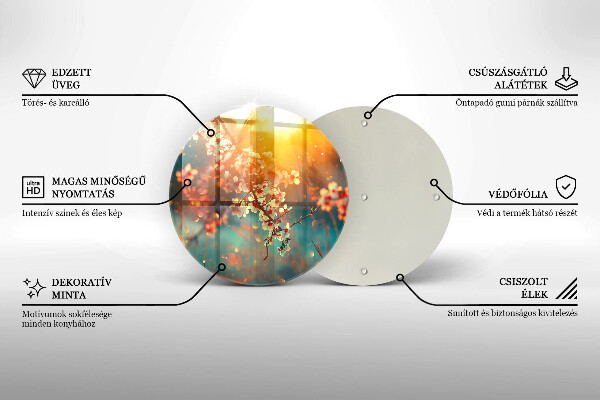 Steklena podloga za rezanje Jabolčni cvetovi na soncu
