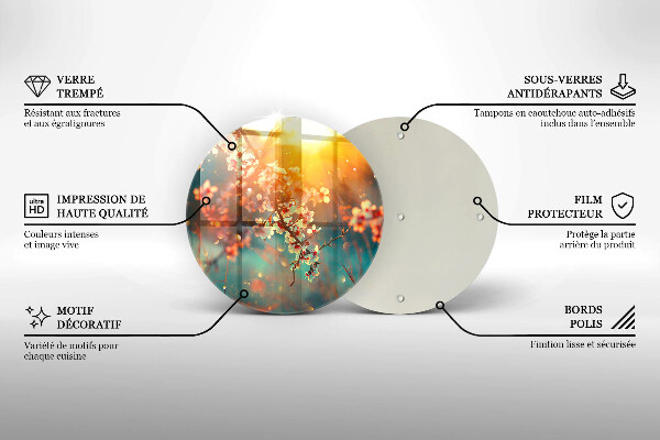 Steklena podloga za rezanje Jabolčni cvetovi na soncu