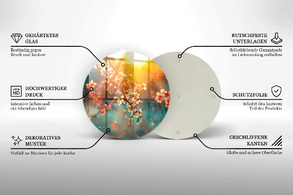 Steklena podloga za rezanje Jabolčni cvetovi na soncu