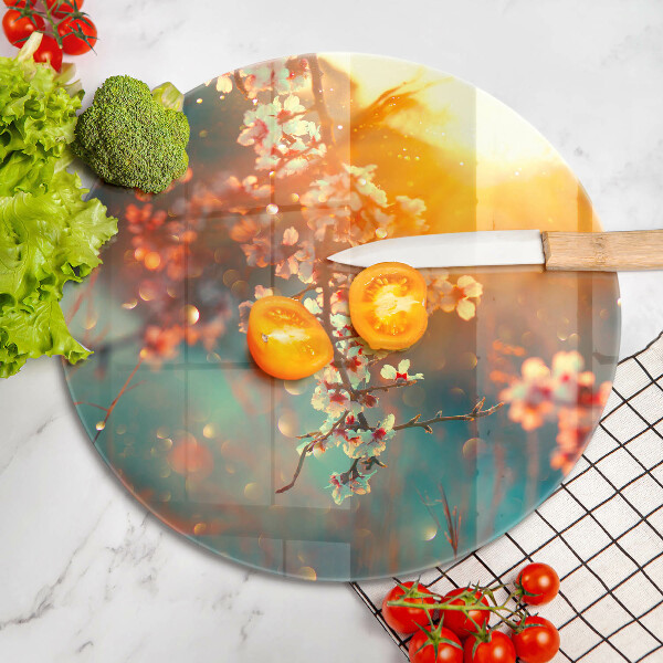 Steklena podloga za rezanje Jabolčni cvetovi na soncu