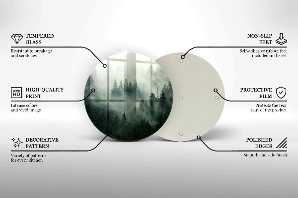 Steklena podloga za rezanje Meglena gozdna pokrajina