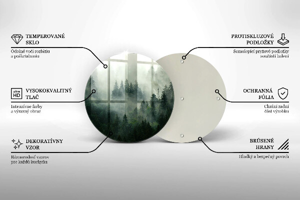 Steklena podloga za rezanje Meglena gozdna pokrajina