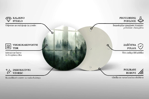 Steklena podloga za rezanje Meglena gozdna pokrajina