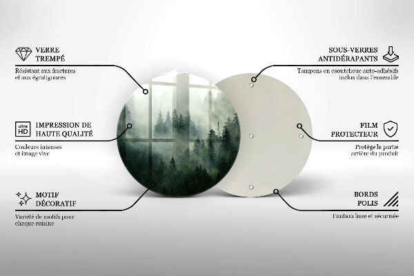 Steklena podloga za rezanje Meglena gozdna pokrajina