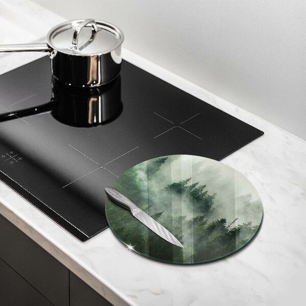 Steklena podloga za rezanje Meglena gozdna pokrajina