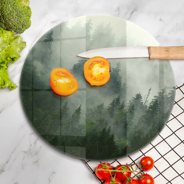 Steklena podloga za rezanje Meglena gozdna pokrajina